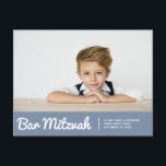 Bar Mitzvah Simple Modern Custom Photo Invitation Postcard<br><div class="desc">Available here:
http://www.zazzle.com/store/selectpartysupplies</div>