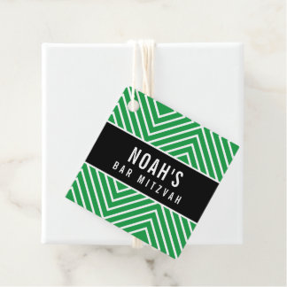 BAR MITZVAH simple modern geometric kelly green Favour Tags