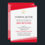 BAR MITZVAH simple modern red gold star Invitation<br><div class="desc">by kat massard >>> www.simplysweetPAPERIE.com <<< A simple, yet classy design for your son's BAT MITZVAH celebration. Wow your friends and family with this little number ;D Setup as a template it is simple for you to add your own details, add your photo or hit the customise button and you...</div>