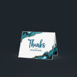 Bar Mitzvah Simple Modern Turquoise Agate Script Thank You Card<br><div class="desc">Make sure your favourite Bar Mitzvah shows his appreciation to all who supported his milestone event! Send out this cool, unique, modern, personalised thank you card. Turquoise blue handwritten script and bold, sans serif typography overlay a simple, clean white background with turquoise blue agate rocks accented with faux gold veins....</div>