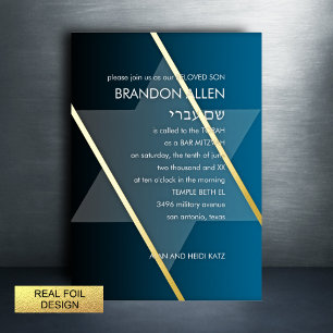 Bar Mitzvah Simple Modern You Choose Colour Foil Holiday Card