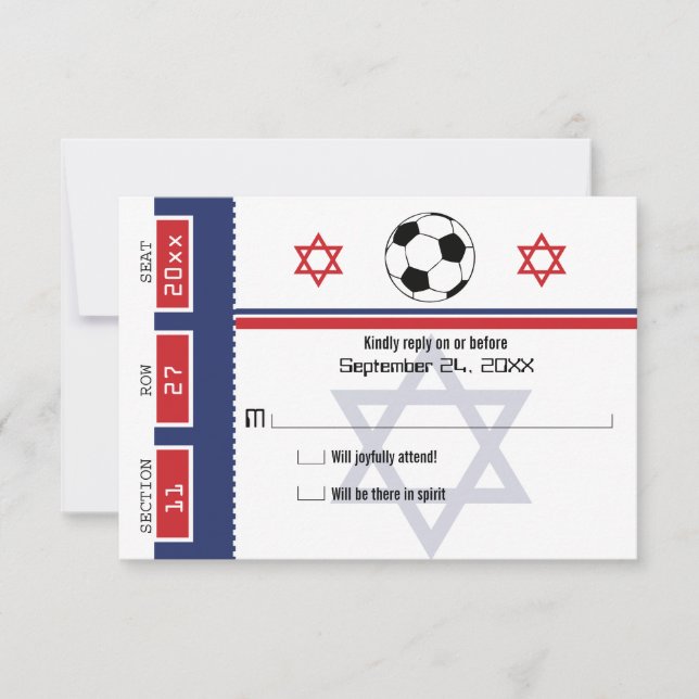 Bar Mitzvah Soccer Ticket RSVP Card (Front)