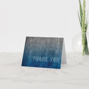 Bar Mitzvah Star of David Blue Grunge Thank You Card