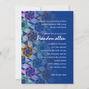 Bar Mitzvah Star of David Damask Invitation