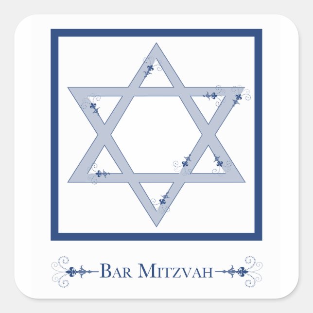 bar mitzvah (star of david elegance) square sticker (Front)