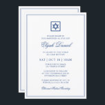 Bar Mitzvah Star of David Elegant Classic Blue Invitation<br><div class="desc">Composed of elegant serif and cursive script typography on frame with a star of David. This design is timeless,  classic and elegant.

This is designed by Select Party Supplies,  exclusive for Zazzle.

Available here:
http://www.zazzle.com/selectpartysupplies</div>