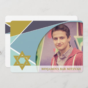 Bar Mitzvah Star Of David Geometric Photo Invite