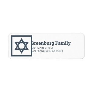 Bar Mitzvah Star of David Modern Return Address Label