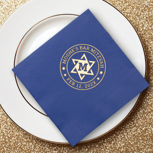 Bar mitzvah Star of David monogram initial Foil Napkins