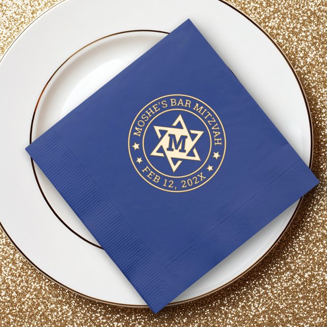 Bar mitzvah Star of David monogram initial Foil Napkins (Bar mitzvah Star of David monogram initial Foil Napkins)