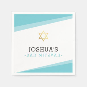 BAR MITZVAH star simple modern turquoise blue Napkin
