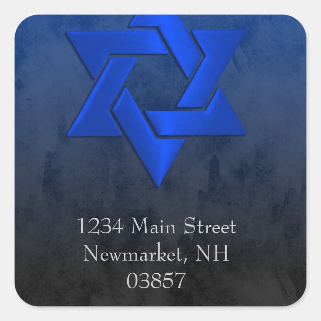 Bar Mitzvah Stylish Blue Star of David Ombre Square Sticker (Front)