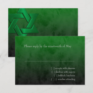 Bar Mitzvah Stylish Green Star of David Ombre RSVP Card