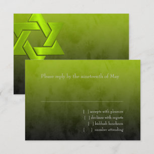 Bar Mitzvah Stylish Lime Green Star of David Ombre RSVP Card