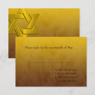 Bar Mitzvah Stylish Yellow Star of David Ombre RSVP Card