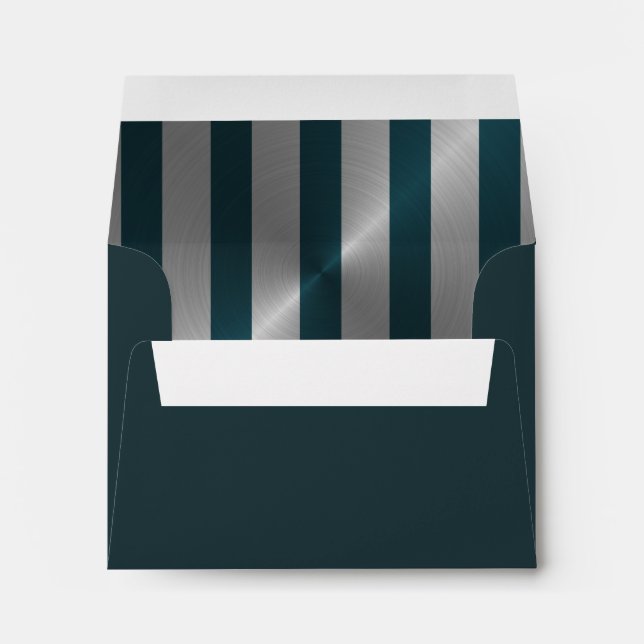 Bar Mitzvah Teal and Silver Stripe Star of David Envelopes (Back (Bottom))