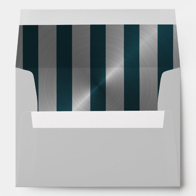 Bar Mitzvah Teal and Silver Stripe Star of David Envelopes (Back (Bottom))
