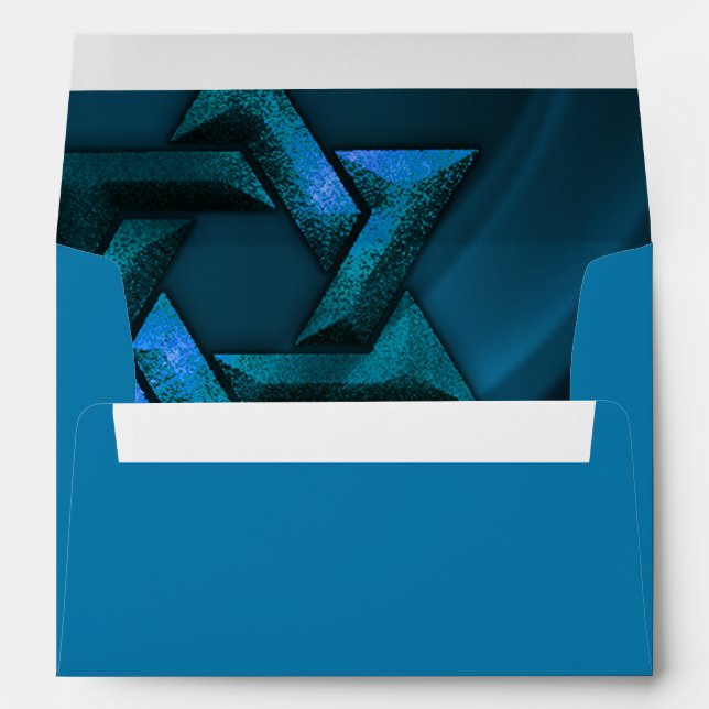 Bar Mitzvah Teal Blue Star of David Envelopes (Back (Bottom))