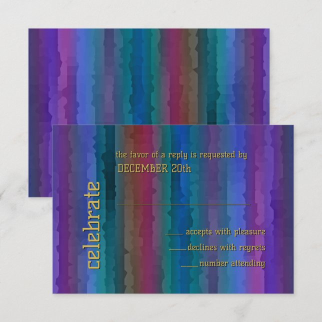 Bar Mitzvah Techno Streaks Invitation RSVP (Front/Back)