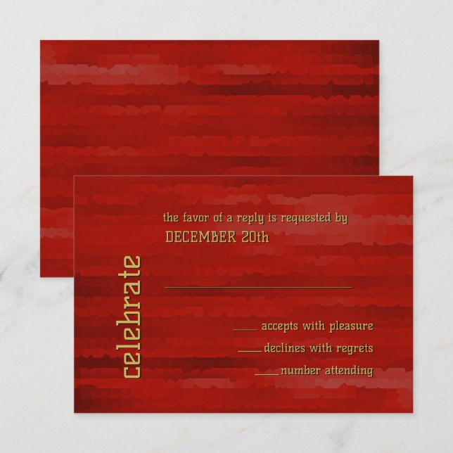 Bar Mitzvah Techno Streaks Red RSVP Card (Front/Back)