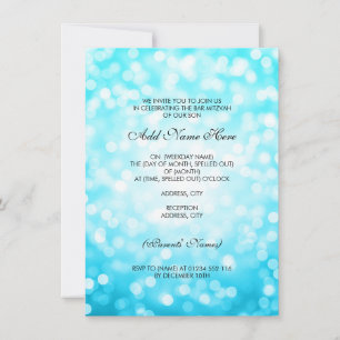 Bar Mitzvah Turquoise Glitter Lights Invitation