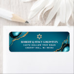 Bar Mitzvah Turquoise Ombre Agate Return Address Return Address Label<br><div class="desc">Be proud, rejoice and celebrate this milestone of your favourite Bar Mitzvah whenever you use this cool, unique, modern, personalised return address label! Bold, white sans serif typography and a faux gold Star of David overlay a deep turquoise teal blue ombre background with turquoise blue agate accented with faux gold...</div>