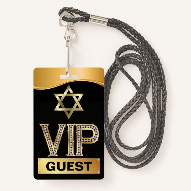 Bar Mitzvah VIP Lanyard BADGE ID Badge (Front with Lanyard)