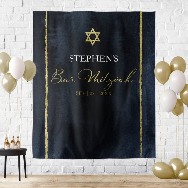 Bar Mitzvah Watercolor Backdrops | Abstract Blue Tapestry (Creator Uploaded)