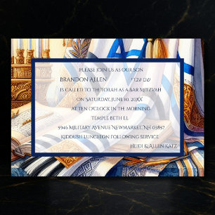 Bar Mitzvah Watercolor Tallit 3 Invitation
