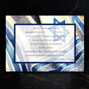Bar Mitzvah Watercolor Tallit Invitation