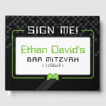 BAR MITZVAH WELCOME gamer cool black lime green Guest Book<br><div class="desc">by kat massard >>> WWW.SIMPLYSWEETPAPERIE.COM <<< - - - - - - - - - - - - - - - - A super cool GAMER THEMED welcome sign for your event. Setup as a template it is simple for you to add your own details, or hit the customise button...</div>