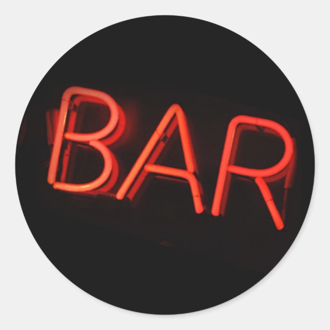 Bar Neon Sign Round Stickers (Front)