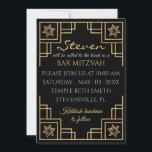 Bar or Bat Mitzvah Art Deco Invitation<br><div class="desc">Bar or Bat Mitzvah Gold/Art Deco Invitation with Envelope. Personalise by deleting text on the front and adding your own. Choose your favourite font style, colour, and size. All design elements can be edited and/or transferred to other Zazzle products. Background colour, black, can be changed out on either or both...</div>