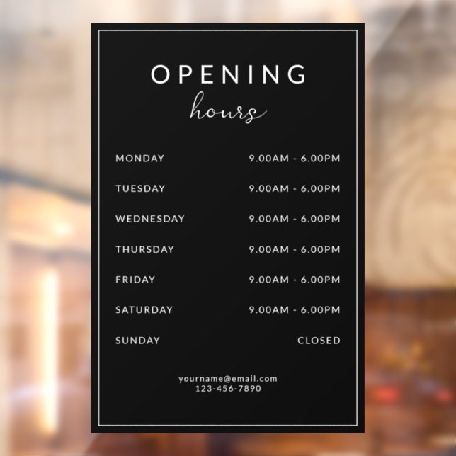 Bar Restaurant Opening Hours Black (Sheet 2)