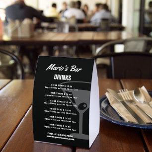 Bar Restaurant Table Tent Menu Template