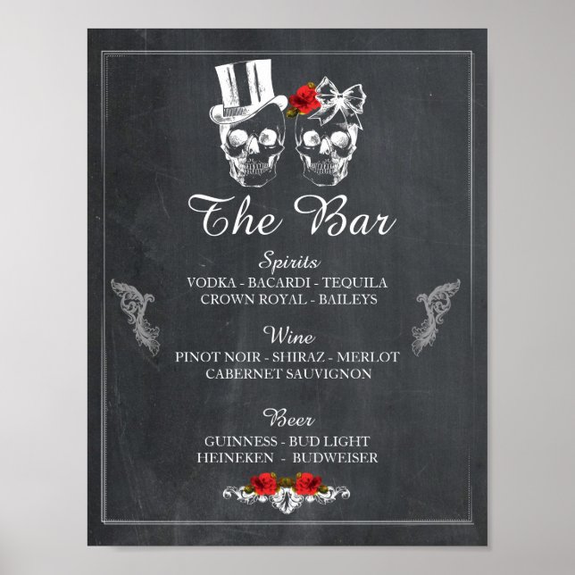 Bar Rustic Skull Halloween Sign Wedding Reception (Front)