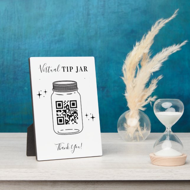 Bar Salon Small Business QR Code Virtual Tip Jar Plaque (Side)