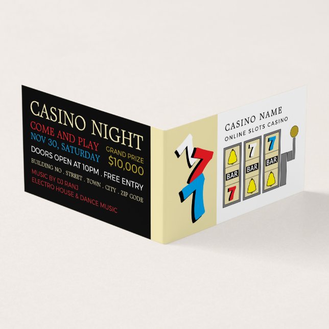 Bar Slot Machine, Casino Manager Detailed Business Card (Outside)