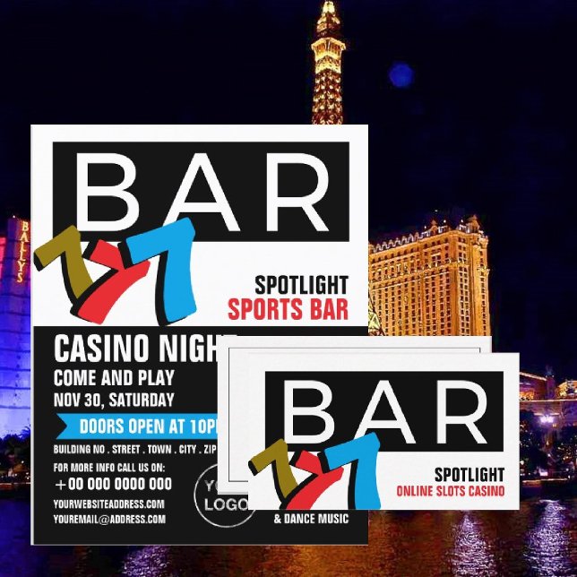 Bar Slot Machine, Casino Night, Gaming Industry Flyer (Creator Uploaded)