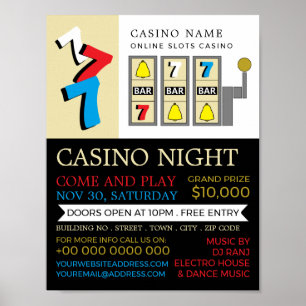 Bar Slot Machine, Casino Night, Gaming Industry Poster
