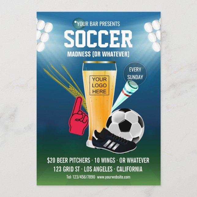 Bar Soccer Event Menu add logo (Front)