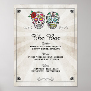 Bar Sugar Skulls Rose Sign Wedding Party Halloween