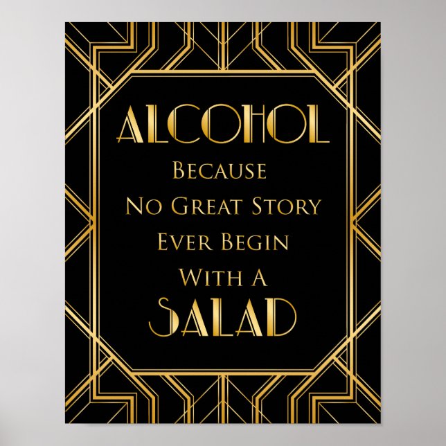 Bar Table Wedding Sign | Gatsby Art Deco (Front)