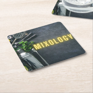 Bar Tools Mixology Square Paper Coaster