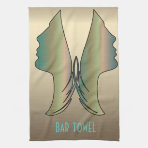 Bar Towel Gold Woman Face