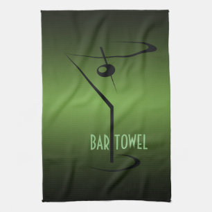 Bar Towel Green and Black Cocktail Glass