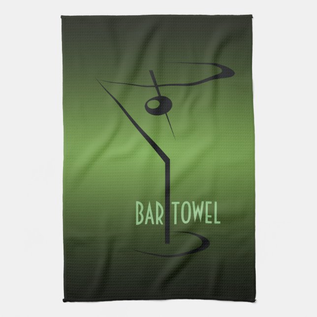 Bar Towel Green and Black Cocktail Glass (Vertical)