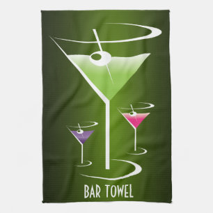 Bar Towel Green Cocktail Martini Glass