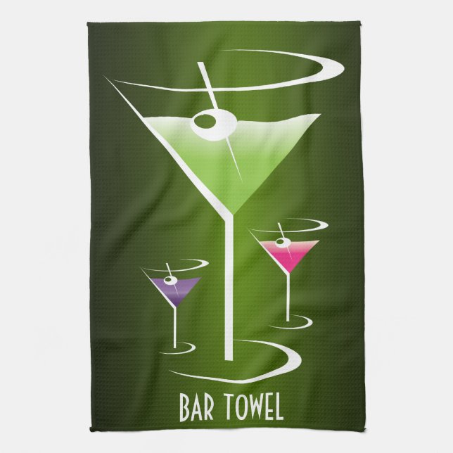 Bar Towel Green Cocktail Martini Glass (Vertical)