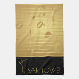 Bar Towel Music Notes and Martini Cocktail Party